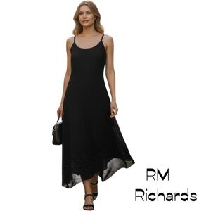 R & M Richards Black Sleeveless Midi Dress Size 6P